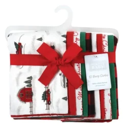 Hudson Baby Unisex Baby Cotton Flannel Burp Cloths, Christmas Scene, One Size