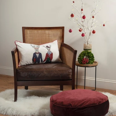 14"x26" Oversized 'Mr & Mrs. Reindeer' Christmas Lumbar Throw Pillow - Edie@Home 5 14"x26" Oversized 'Mr & Mrs. Reindeer' Christmas Lumbar Throw Pillow - Edie@Home - Image 5