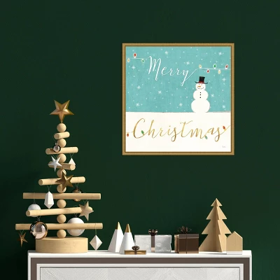 16" X 16" Merry Christmas Snowman By Veronique Charron Framed Canvas Wall Art - Amanti Art 3 16" X 16" Merry Christmas Snowman By Veronique Charron Framed Canvas Wall Art - Amanti Art - Image 3