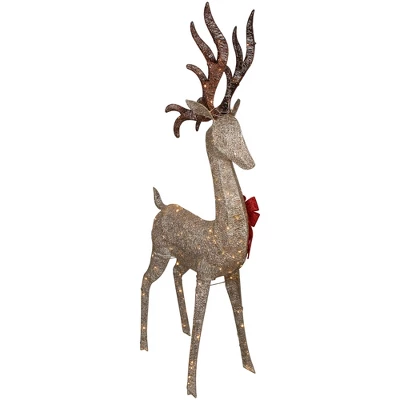 Northlight 74" LED Lighted Champagne Deer With Red Bow Outdoor Christmas Decoration 5 Northlight 74" LED Lighted Champagne Deer With Red Bow Outdoor Christmas Decoration - Image 5