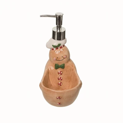 Transpac Ceramic Brown Christmas Soap Dispenser And Sponge Holder 1 Transpac Ceramic Brown Christmas Soap Dispenser And Sponge Holder
