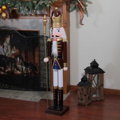 Northlight 48" Burgundy And White Wooden Christmas Nutcracker King With Scepter 1 Northlight 48" Burgundy And White Wooden Christmas Nutcracker King With Scepter