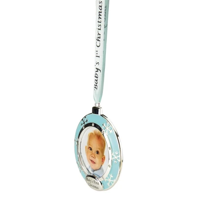 Northlight 3" Blue Silver-Plated Baby's First Christmas Ornament With European Crystals 2 Northlight 3" Blue Silver-Plated Baby's First Christmas Ornament With European Crystals - Image 2