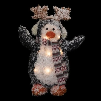 Northlight 22" Lighted Snowy Penguin In Antler Hat Outdoor Christmas Decoration 2 Northlight 22" Lighted Snowy Penguin In Antler Hat Outdoor Christmas Decoration - Image 2
