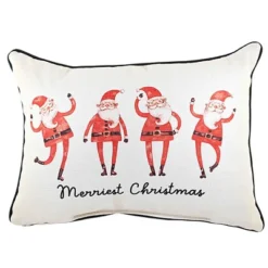 Christmas 19.0" Dancing Santas Merriest Pillow Home Decor Claus Little Birdie The Little Birdie - Decorative Pillow
