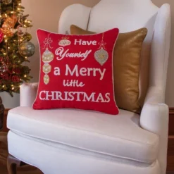 19"x19" Merry Little Christmas Square Throw Pillow Cover Red - Pillow Perfect 7 19"x19" Merry Little Christmas Square Throw Pillow Cover Red - Pillow Perfect -Christmas Decorations GUEST 5466cd15 56f0 4352 8336 ea5fccf466ac