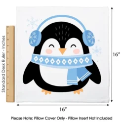 Big Dot Of Happiness Winter Penguins - Holiday And Christmas Party Home Decorative Canvas Cushion Case - Throw Pillow Cover - 16 X 16 Inches -Christmas Decorations GUEST 54de7907 fd03 4f2c 9321 030fb46c9153