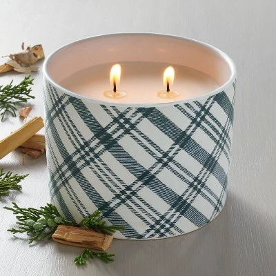 Plaid Ceramic Fireside Spruce Jar Christmas Candle Dark Green 11oz - Hearth & Hand™ With Magnolia 1 Plaid Ceramic Fireside Spruce Jar Christmas Candle Dark Green 11oz - Hearth & Hand™ With Magnolia