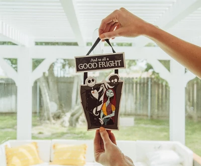 Silver Buffalo Disney Nightmare Before Christmas "Good Fright" 2-Piece Hanging Sign Wall Art 3 Silver Buffalo Disney Nightmare Before Christmas "Good Fright" 2-Piece Hanging Sign Wall Art - Image 3