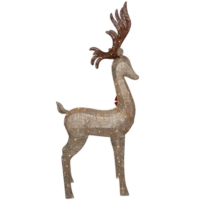 Northlight 74" LED Lighted Champagne Deer With Red Bow Outdoor Christmas Decoration 4 Northlight 74" LED Lighted Champagne Deer With Red Bow Outdoor Christmas Decoration - Image 4