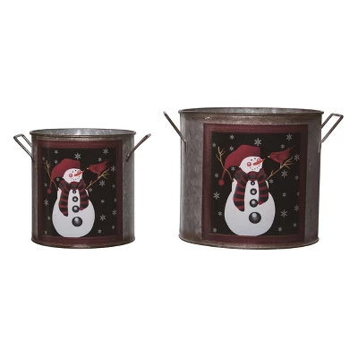 Transpac Metal 8.5 In. Multicolor Christmas Snowman Nesting Container Set Of 2 1 Transpac Metal 8.5 In. Multicolor Christmas Snowman Nesting Container Set Of 2