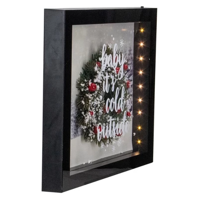 Northlight 14" Black Framed 3D "Baby It's Cold Outside" Christmas LED Decor Box 2 Northlight 14" Black Framed 3D "Baby It's Cold Outside" Christmas LED Decor Box - Image 2