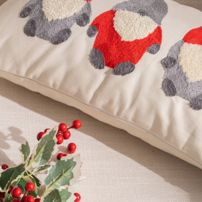 12"x20" Oversize Christmas Elves Applique Embroidered Lumbar Throw Pillow Ivory - Evergrace 4 12"x20" Oversize Christmas Elves Applique Embroidered Lumbar Throw Pillow Ivory - Evergrace - Image 4