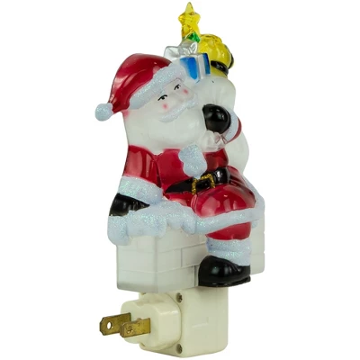 Northlight 6.25" Santa In Chimney Frosted Christmas Night Light 3 Northlight 6.25" Santa In Chimney Frosted Christmas Night Light - Image 3