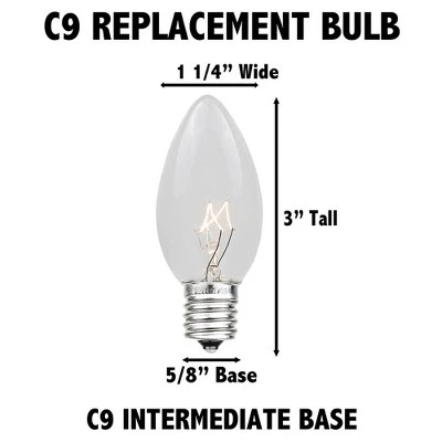 Novelty Lights Ceramic C9 Incandescent Traditional Vintage Christmas Replacement Bulbs 25 Pack 2 Novelty Lights Ceramic C9 Incandescent Traditional Vintage Christmas Replacement Bulbs 25 Pack - Image 2
