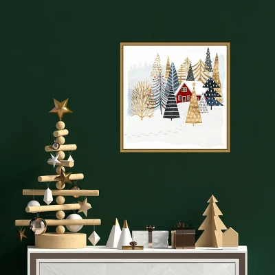 16" X 16" Christmas Chalet I Tree By Victoria Borges Framed Canvas Wall Art - Amanti Art 3 16" X 16" Christmas Chalet I Tree By Victoria Borges Framed Canvas Wall Art - Amanti Art - Image 3