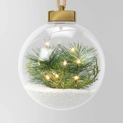 Battery Operated LED Globe With Faux Greenery Christmas Novelty Sculpture Light Warm White - Wondershop™ 4 Battery Operated LED Globe With Faux Greenery Christmas Novelty Sculpture Light Warm White - Wondershop™ - Image 4