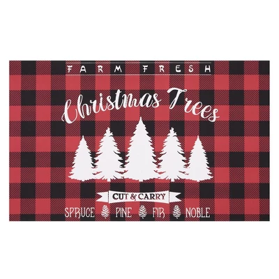 Trinity Plaid White Christmas Tree Non-Slip Decorative Doormat 1 Trinity Plaid White Christmas Tree Non-Slip Decorative Doormat