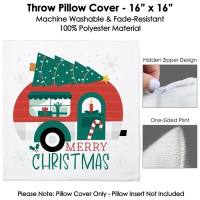 Big Dot Of Happiness Camper Christmas - Red And Green Holiday Party Home Decorative Canvas Cushion Case - Throw Pillow Cover - 16 X 16 Inches 3 Big Dot Of Happiness Camper Christmas - Red And Green Holiday Party Home Decorative Canvas Cushion Case - Throw Pillow Cover - 16 X 16 Inches - Image 3