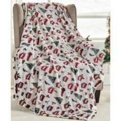 Noble House Christmas Festive And Cheery Holiday Super Soft Ultra Comfy Microplush Throw Blanket 50"x60" -Christmas Decorations GUEST 6c82f1b8 ac4b 47b8 82b9 1f6100fc5cfc