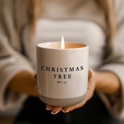Sweet Water Decor Christmas Tree 12oz Cream Stoneware Candle 2 Sweet Water Decor Christmas Tree 12oz Cream Stoneware Candle - Image 2