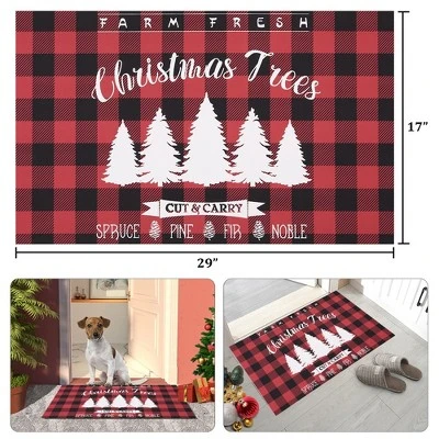 Trinity Plaid White Christmas Tree Non-Slip Decorative Doormat 2 Trinity Plaid White Christmas Tree Non-Slip Decorative Doormat - Image 2