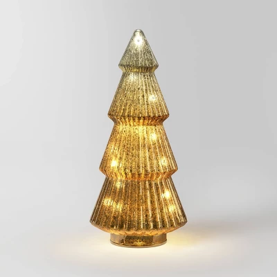 14.75" Battery Operated Lit Glass Christmas Tree Sculpture - Wondershop™ 6 14.75" Battery Operated Lit Glass Christmas Tree Sculpture - Wondershop™ - Image 6
