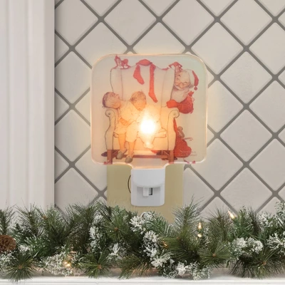 Northlight 6" Norman Rockwell 'Santa Looking At Two Sleeping Children' Glass Christmas Night Light 1 Northlight 6" Norman Rockwell 'Santa Looking At Two Sleeping Children' Glass Christmas Night Light