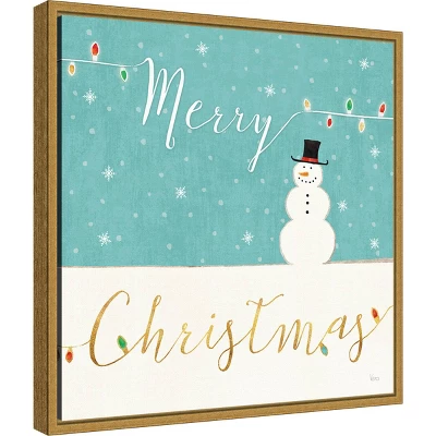 16" X 16" Merry Christmas Snowman By Veronique Charron Framed Canvas Wall Art - Amanti Art 1 16" X 16" Merry Christmas Snowman By Veronique Charron Framed Canvas Wall Art - Amanti Art