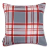 18"x18" 'Merry Christmas' Plaid Square Throw Pillow Gray/Red/White - Pillow Perfect