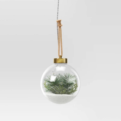 Battery Operated LED Globe With Faux Greenery Christmas Novelty Sculpture Light Warm White - Wondershop™ 2 Battery Operated LED Globe With Faux Greenery Christmas Novelty Sculpture Light Warm White - Wondershop™ - Image 2