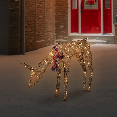Northlight 35" LED Lighted Feeding Rattan Reindeer Outdoor Christmas Decoration 1 Northlight 35" LED Lighted Feeding Rattan Reindeer Outdoor Christmas Decoration