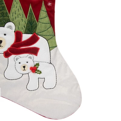 Northlight 20" Red Baby's First Christmas Stocking With Polar Bears And Plush Red Cuff 2 Northlight 20" Red Baby's First Christmas Stocking With Polar Bears And Plush Red Cuff - Image 2