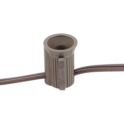 Novelty Lights 250 Feet C7/E12 Candelabra Base Christmas Bulk Spool, Vintage Holiday Hanging Light String, 6" Spacing, SPT-1 18 Gauge Brown Wire 1 Novelty Lights 250 Feet C7/E12 Candelabra Base Christmas Bulk Spool, Vintage Holiday Hanging Light String, 6" Spacing, SPT-1 18 Gauge Brown Wire