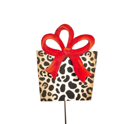 Round Top Collection Leopard Packages - 2 Yard Decorations With Stakes 32.50 Inches - Christmas Wrapped Gifts - C21053 - Metal - Red 2 Round Top Collection Leopard Packages - 2 Yard Decorations With Stakes 32.50 Inches - Christmas Wrapped Gifts - C21053 - Metal - Red - Image 2