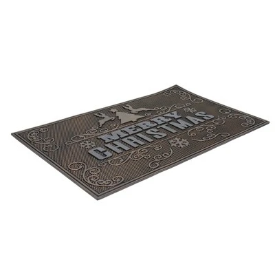 Northlight Gold And Silver "Merry Christmas" Doormat With Reindeer 18" X 30" 1 Northlight Gold And Silver "Merry Christmas" Doormat With Reindeer 18" X 30"