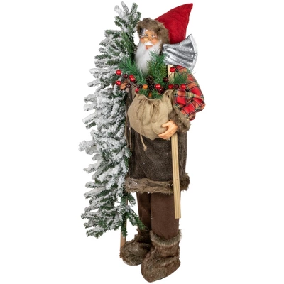 Northlight 48" Santa Claus With Artificial Flocked Alpine Tree Christmas Figure 2 Northlight 48" Santa Claus With Artificial Flocked Alpine Tree Christmas Figure - Image 2