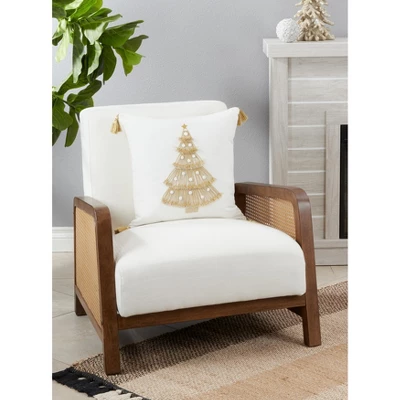 Saro Lifestyle Christmas Tree Decorative Pillow Cover, Gold, 18" 2 Saro Lifestyle Christmas Tree Decorative Pillow Cover, Gold, 18" - Image 2