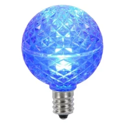 Vickerman Club Pack Of 25 LED G40 Blue Faceted Replacement Christmas Light Bulbs