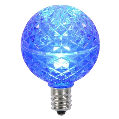 Vickerman Club Pack Of 25 LED G40 Blue Faceted Replacement Christmas Light Bulbs 1 Vickerman Club Pack Of 25 LED G40 Blue Faceted Replacement Christmas Light Bulbs
