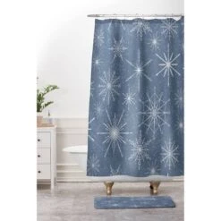 Jacqueline Maldonado Snowflakes Twilight Christmas Memory Foam Bath Mat Blue - Deny Designs
