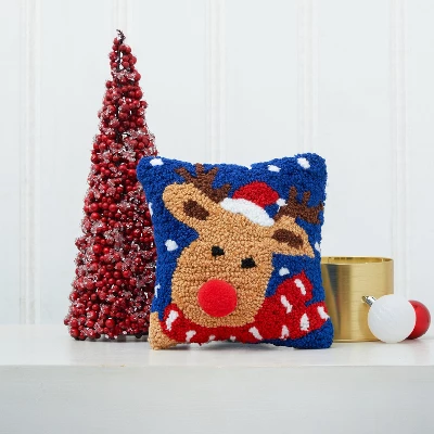C&F Home 8" X 8" Christmas Reindeer Hooked Petite Throw Pillow 5 C&F Home 8" X 8" Christmas Reindeer Hooked Petite Throw Pillow - Image 5