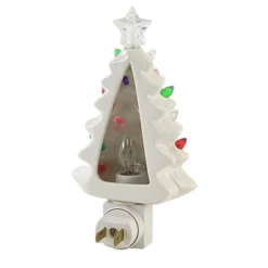 Christmas Vintage White Tree Night Light - One Night Light 6.75 Inches - Nostalgic Christmas Electric - 160238 - Ceramic - White