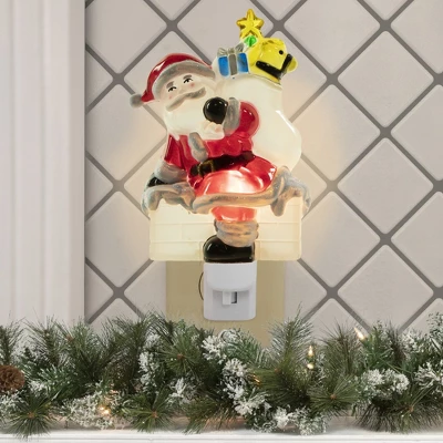Northlight 6.25" Santa In Chimney Frosted Christmas Night Light 1 Northlight 6.25" Santa In Chimney Frosted Christmas Night Light