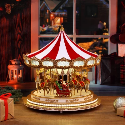 Mr. Christmas Santa And Reindeers Regal Carousel Animated Musical Christmas Decoration - 16" 4 Mr. Christmas Santa And Reindeers Regal Carousel Animated Musical Christmas Decoration - 16" - Image 4