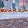 Collections Etc Santa's Sleigh And Reindeer Stakes Outdoor Christmas Decoration