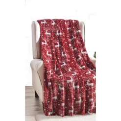 Noble House Christmas Festive And Cheery Holiday Super Soft Ultra Comfy Microplush Throw Blanket 50"x60" -Christmas Decorations GUEST 7eb052d5 8d4f 464a 91dc 9af387d67319