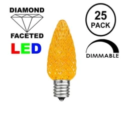 Novelty Lights C7 LED Faceted Christmas Replacement Bulbs Dimmable 25 Pack