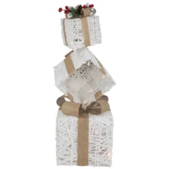 Northlight 25.25" LED Lighted White And Beige Stacked Gift Boxes Christmas Decoration -Christmas Decorations GUEST 84cdd925 56ae 4c56 8b3e 33f30b04e066