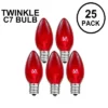 Novelty Lights Twinkle C7 Incandescent Traditional Vintage Christmas Replacement Bulbs 25 Pack